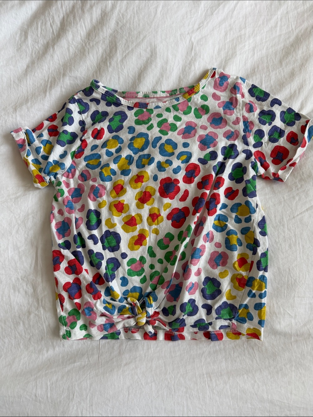 Mini Boden Multicolor Leopard Spot Short Sleeve Tee - Girls 11-12